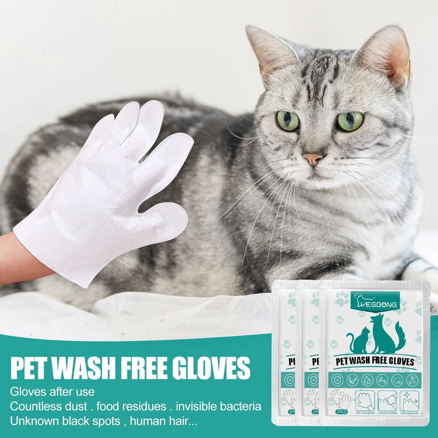 Pet Supplies for Cat Dogs Treats Pet Gloves for Cats and Dogs Bathing and Grooming Easy to Use Just Gently Dry Ideal Pet Wipes