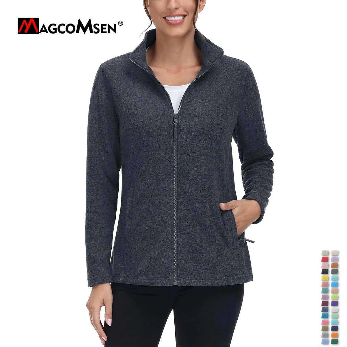 MAGCOMSEN Lightweight Women's Fleece Jackets Womens Athletic Warm Sweatshirts Casual Turtleneck Sweater Coat Sports Tops