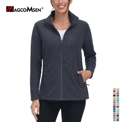 MAGCOMSEN Lightweight Women's Fleece Jackets Womens Athletic Warm Sweatshirts Casual Turtleneck Sweater Coat Sports Tops