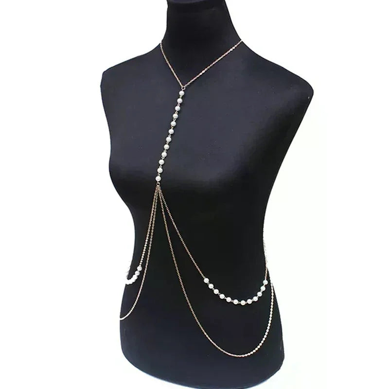 Jewelry: Sexy Babes, Imitation Pearl Body Chains, Sexy Bikini Beach Waist Chains