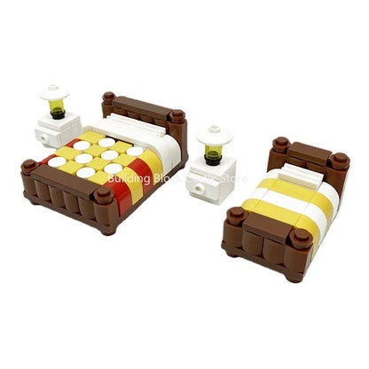 MOC Modern Home Sofa, TV Cabinet, Furniture, Refrigerator Small Particle Building Block Scene Construction Toy Model