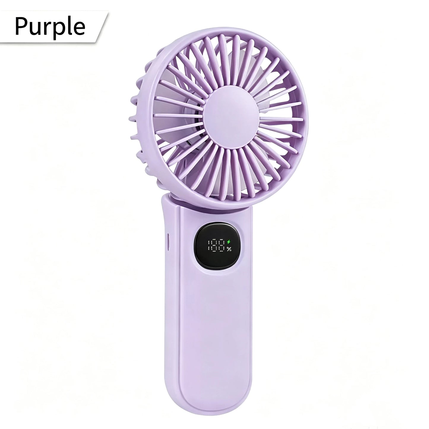 Portable Handheld Fan with Digital Battery Display, Foldable & Neck Hanging Design, 5 Adjustable Wind Speeds