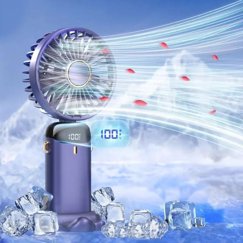 Portable mini fan as a summer outdoor gift with creative digital display of power consumption and cross-border portability