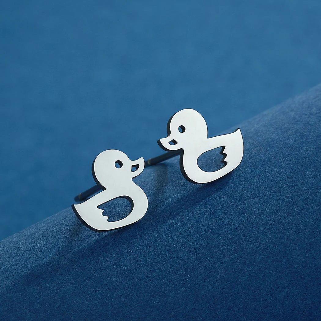 Kinitial Laser Carved Fashion Stainless Steel Earrings Duck Earrings Minimalist  Dainty Earrings Study Earrings Anniversary