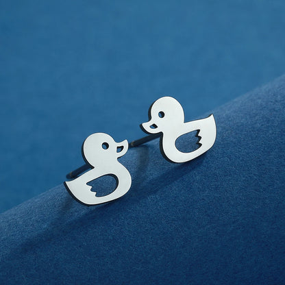 Kinitial Laser Carved Fashion Stainless Steel Earrings Duck Earrings Minimalist  Dainty Earrings Study Earrings Anniversary