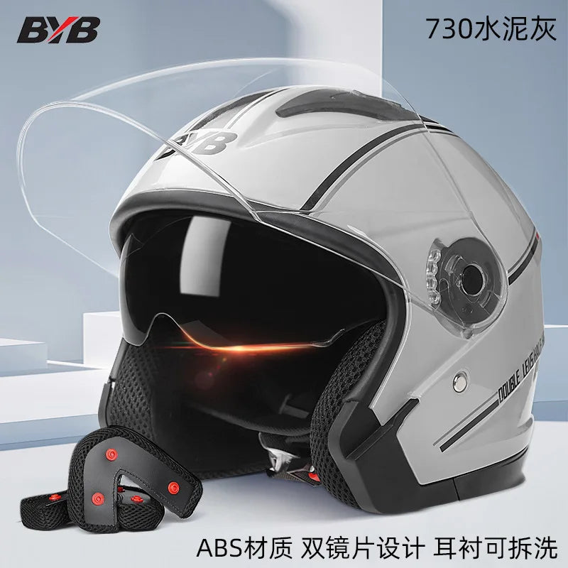 Electric Bike Motorcycle Helmet Four Season Dual Mirror Opening Helmet Anti fog헬멧반모Cascos Para Moto Casco Perro