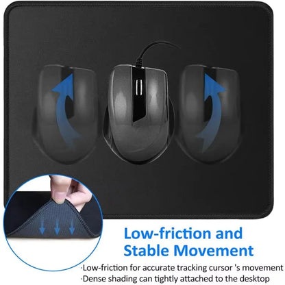 Solid black small mouse pad, desktop pad, computer accessory, rubber anti-slip office pad, suitable for office work and gaming,