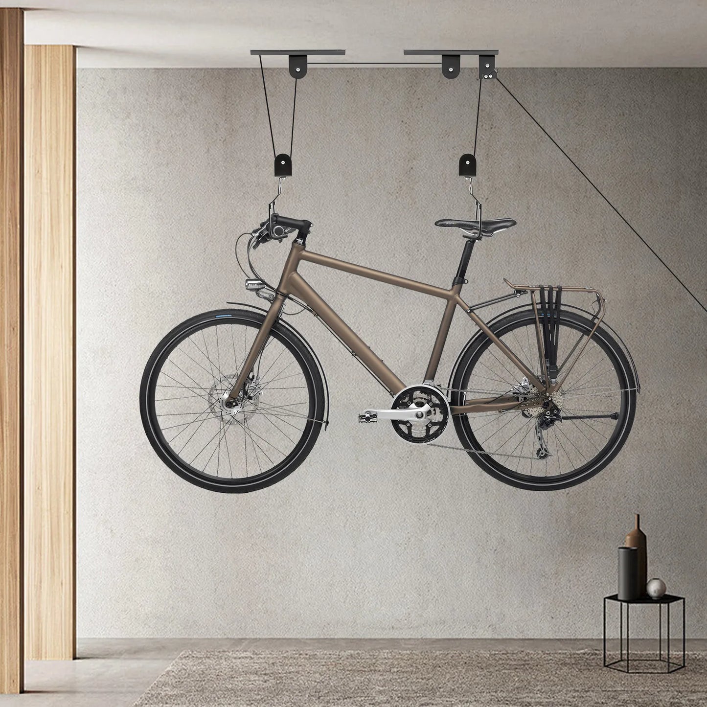  Bike Hoist for Ceiling Bicycle Storage Lift Heavy Duty Display Rack 60kg Load-Bearing Mountain Road Bike Ceiling Organizer