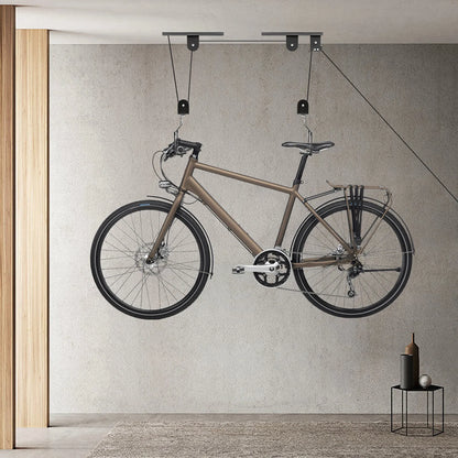  Bike Hoist for Ceiling Bicycle Storage Lift Heavy Duty Display Rack 60kg Load-Bearing Mountain Road Bike Ceiling Organizer