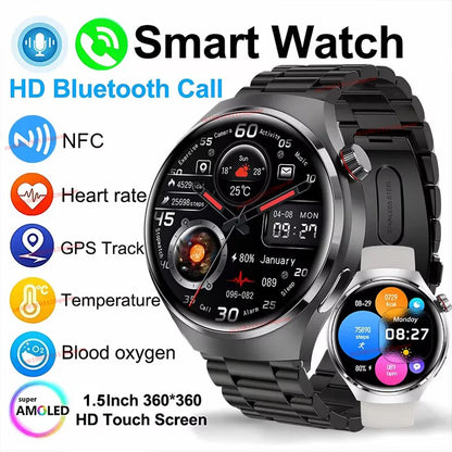 2026 New Smart Watch Men AMOLED HD Screen GPS Motion Trajectory Heart Rate Bluetooth Calls SmartWatch Waterproof For Android iOS