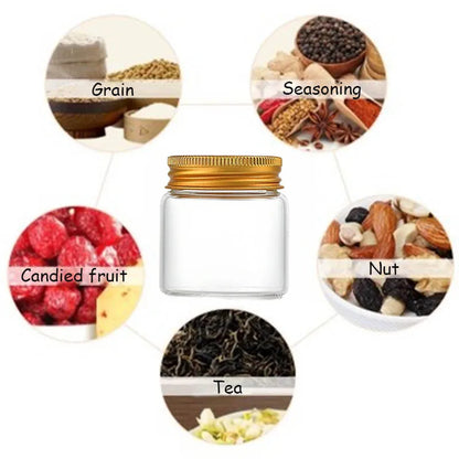 20Pcs 50ml Small Glass Jars With Aluminum Lids Medicines Can Food Sealed Container Candy Packing Jar Household Kitchen Bottles