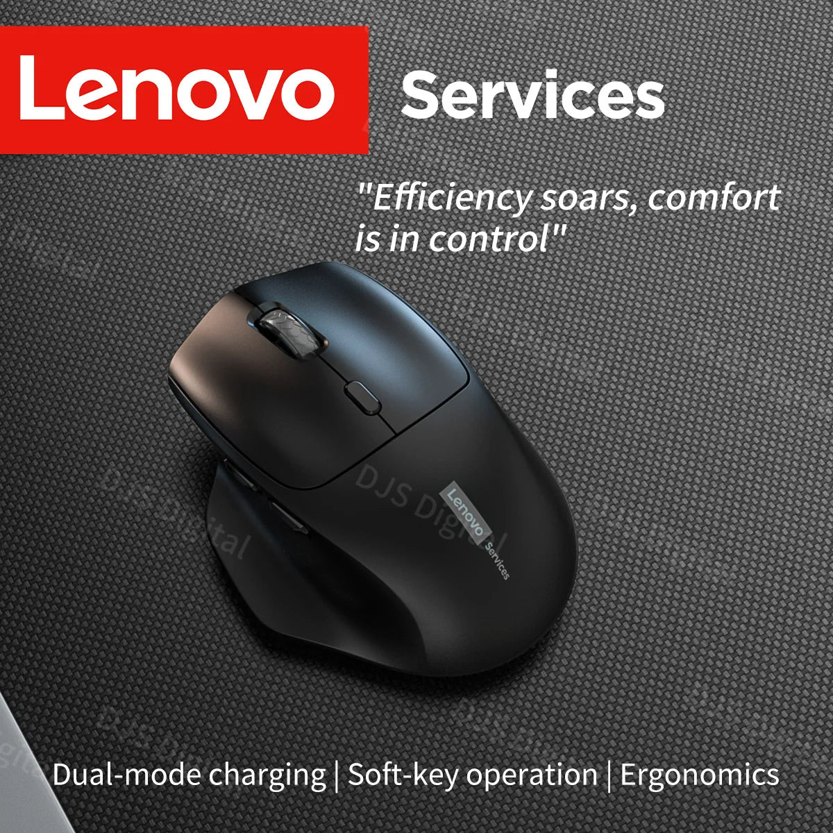 Lenovo Wireless Mouse, Ergonomic Design, Comfortable to Use, Dual-Mode Connection, Suitable for Gaming and Office Use, Large-Capacity Battery
