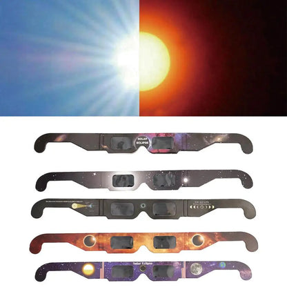 5PCS Solar Eclipse Glasses Anti-uv Glasses Safe Direct Sun Viewing Random Color Paper Frames for Adults Kids Watch Solar Eclipse