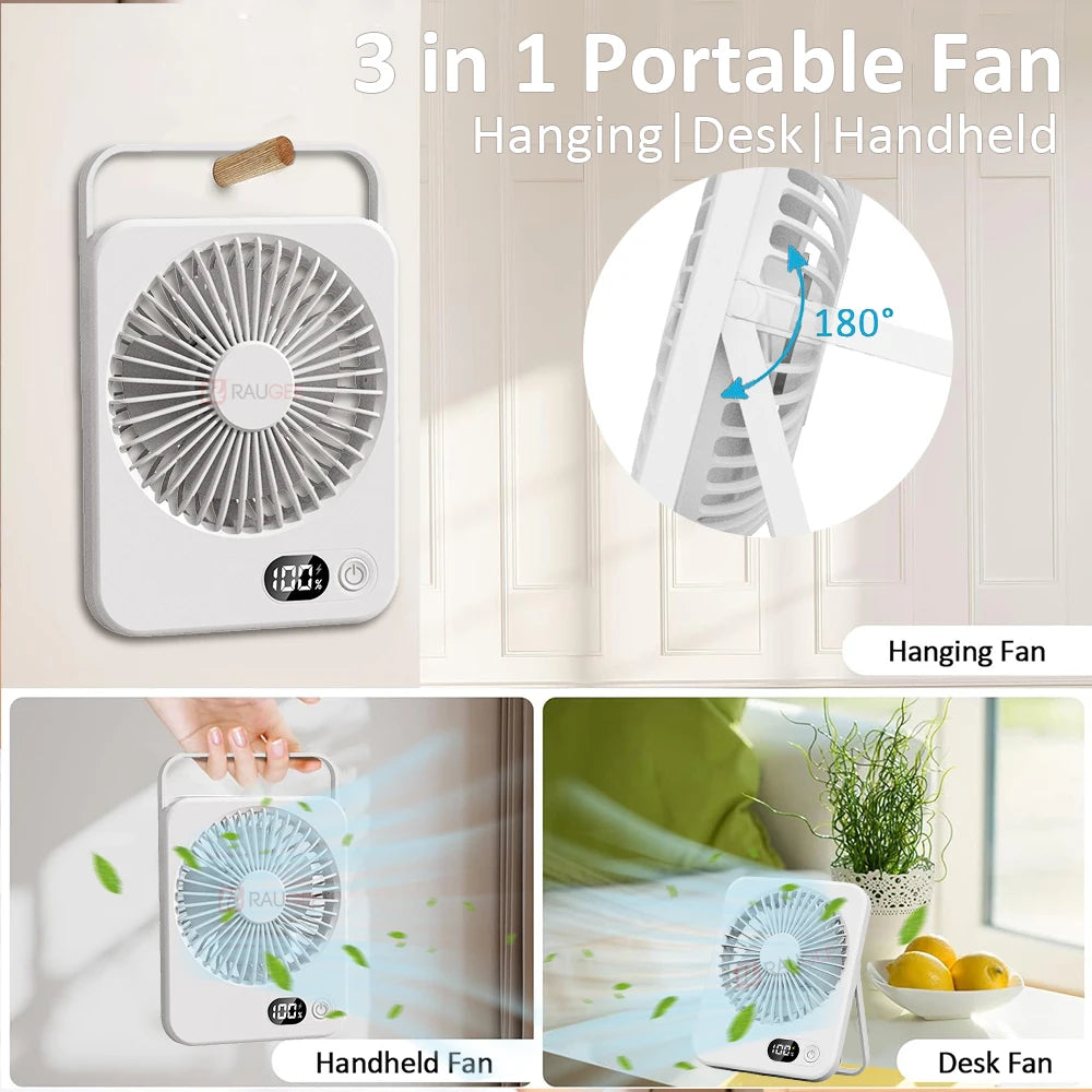 Mini Portable Fan USB Desk Fan Rechargeable Table Fan Small Wall Mounted Ceiling Fan 5 Speeds Powerful Wind Foldable Camping Fan