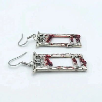 BLOODY GUILLOTINE EARRINGS – Weapon Earrings, Bloody Earrings, Gothic Earrings, Gore Jewellery, Spooky Jewellery, Halloween