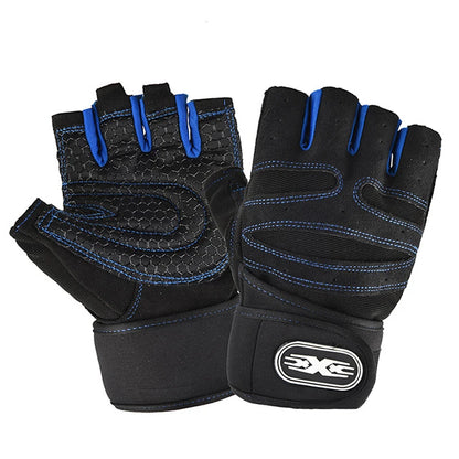 Workout Gloves for Men Women Half Finger Glove with Wrist Wrap for Sport Weight Lifting Training Bicycle Motorcyclist Gym Glove