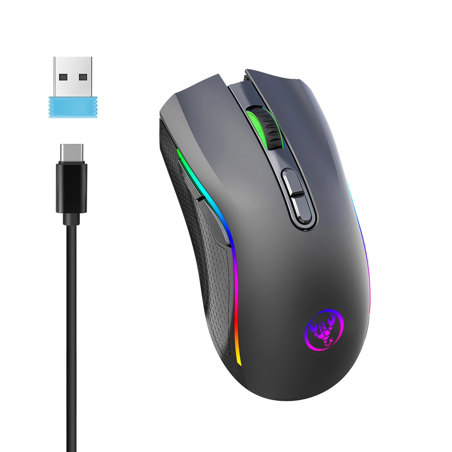 Rechargeable 2.4G Wireless RGB Gaming Mouse Ergonomic Gaming Backlit Mice for Laptop PC
