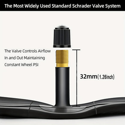 2 Pcs 12/14/16/18/20/24/26/27.5/29x1.75-2.125in Bike Inner Tubes Butyl Rubber, 32mm Schrader Valve, Includes 2 Tire Levers