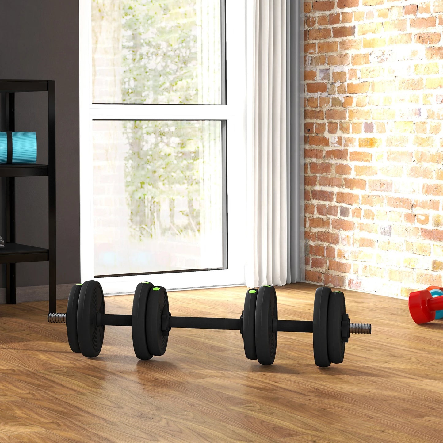 SPORTNOW dumbbells 2 In adjustable 1, free dumbbells with non-slip handles, 15KG-bars included-muscle training
