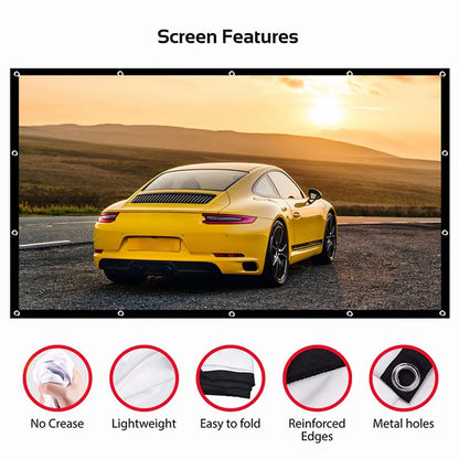 Portable Projector Screen Simple Curtain 60 72 84 100 120 150 Inches Projection Screens 16:9 for Home Outdoor Office Projector