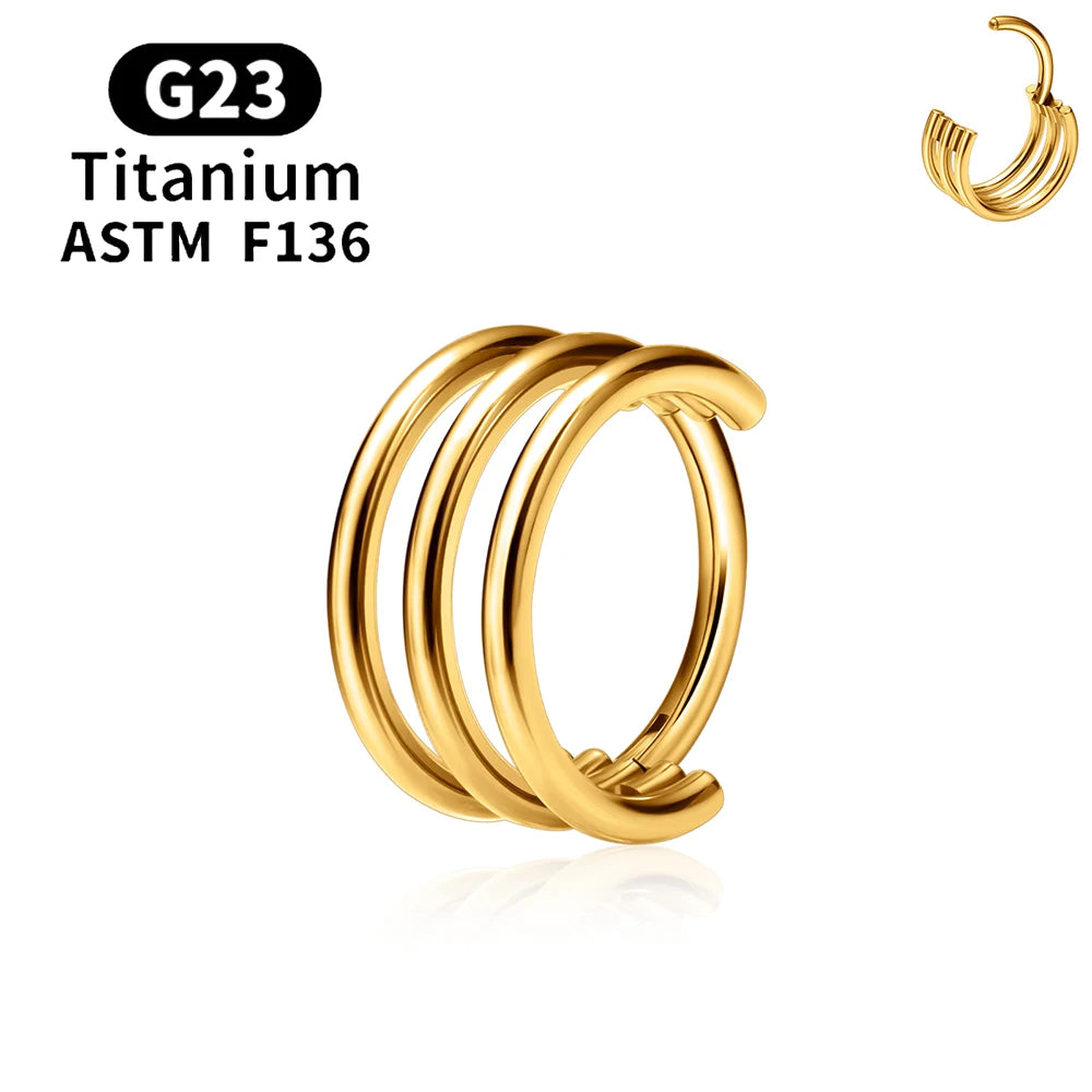 ASTM F136 Titanium 16G Hinged Nose Ring CZ Septum Clicker Cartilage Hoop Earrings Tragus Rook Daith Conch Helix Piercing Jewelry