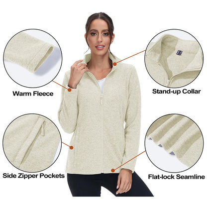 MAGCOMSEN Lightweight Women's Fleece Jackets Womens Athletic Warm Sweatshirts Casual Turtleneck Sweater Coat Sports Tops