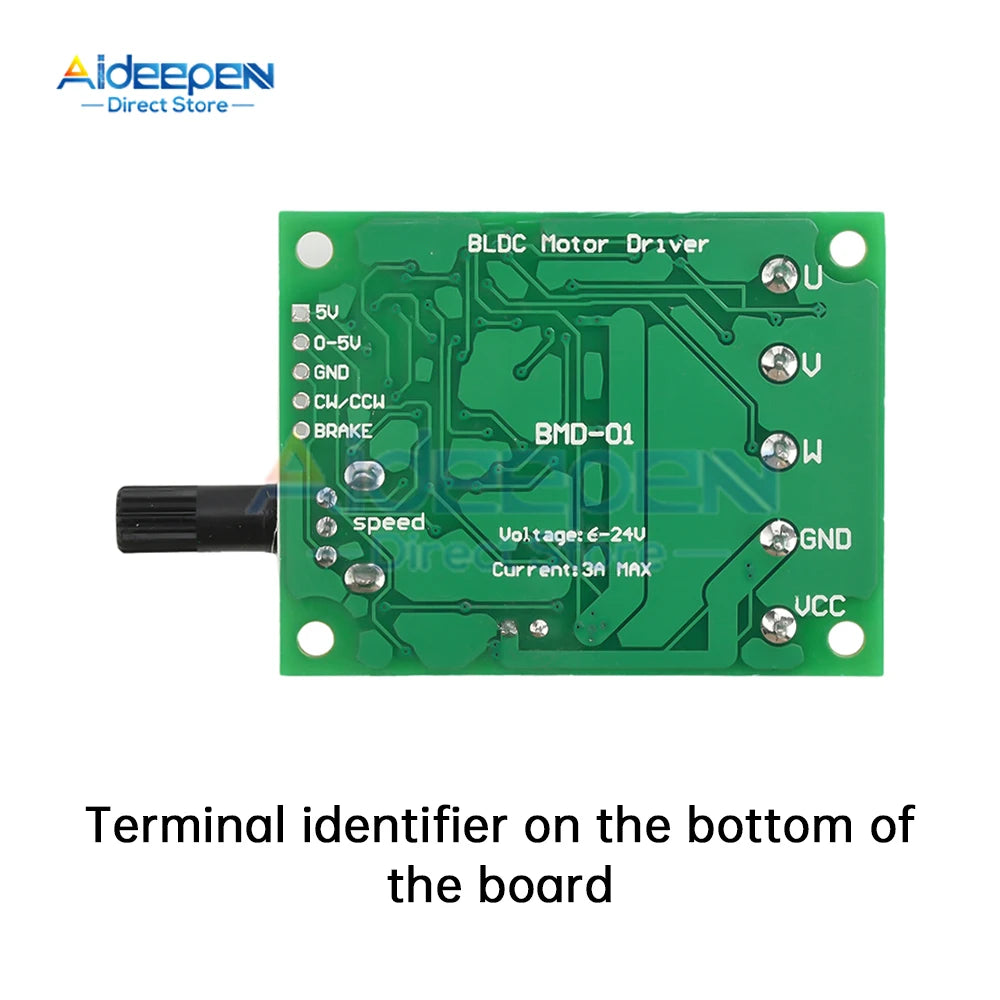 3A 6V-24V PWM DC Motor Speed Controller 12V 24V three-phase brushless Hall control board Speed Regulator Dimmer Control Switch