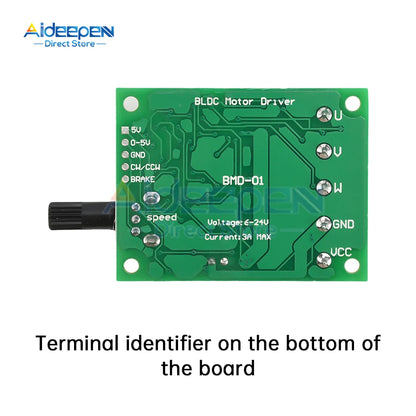 3A 6V-24V PWM DC Motor Speed Controller 12V 24V three-phase brushless Hall control board Speed Regulator Dimmer Control Switch