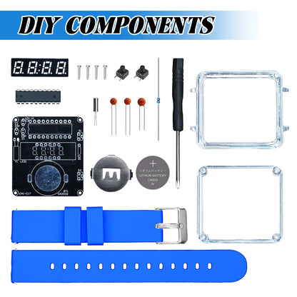 DIY Electronic Watch Kit Creative LED Digital Display 3V Transparent Case Practical Welding DIY Electronic Kit