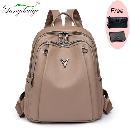 Large Capacity Women Backpack Purses High Quality Leather Female Vintage Bag School Bags Travel Bagpack Ladies Bookbag Rucksacks