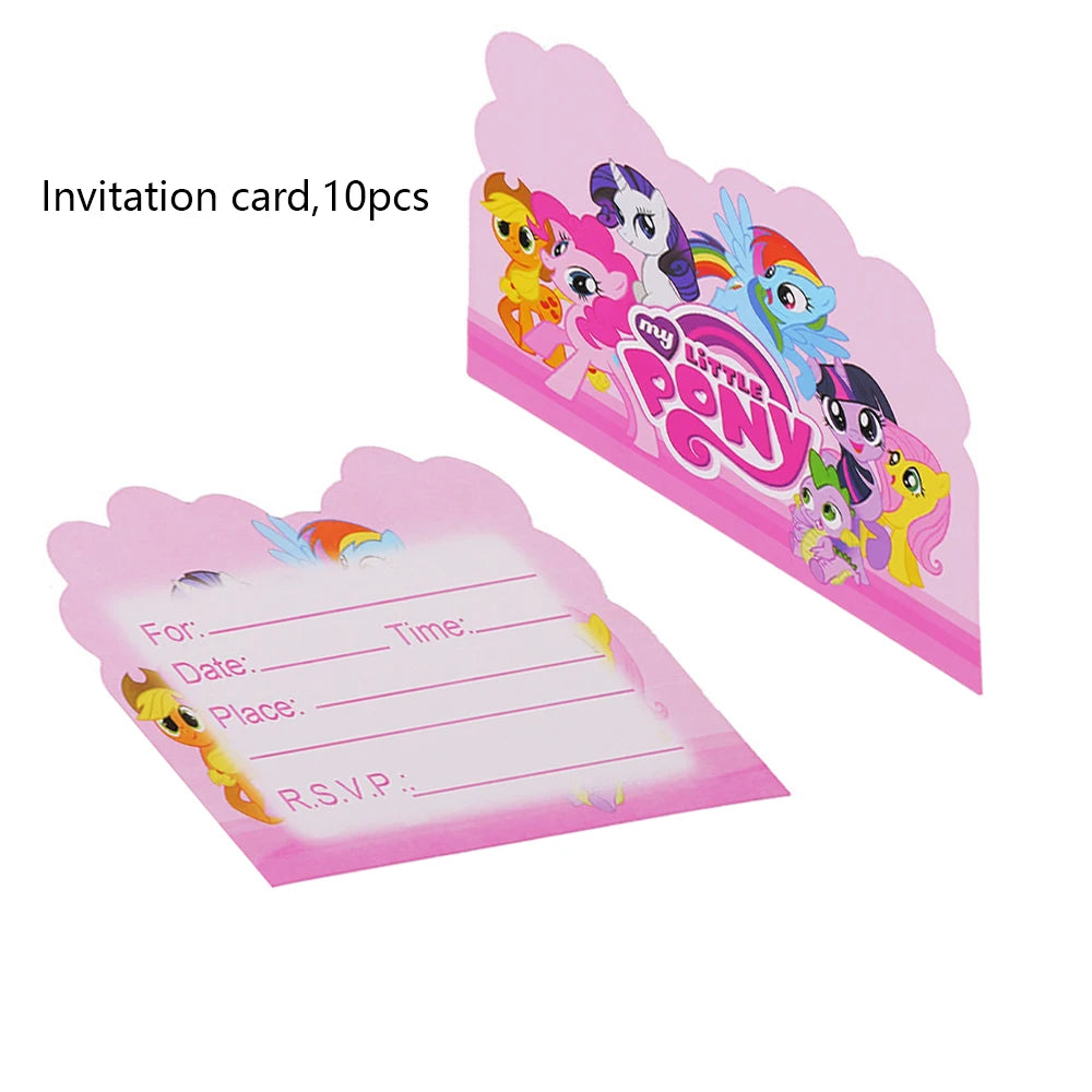 My Little Pony themed children's birthday party supplies, girls' first birthday tablecloth, tableware, paper cups, flag-raising