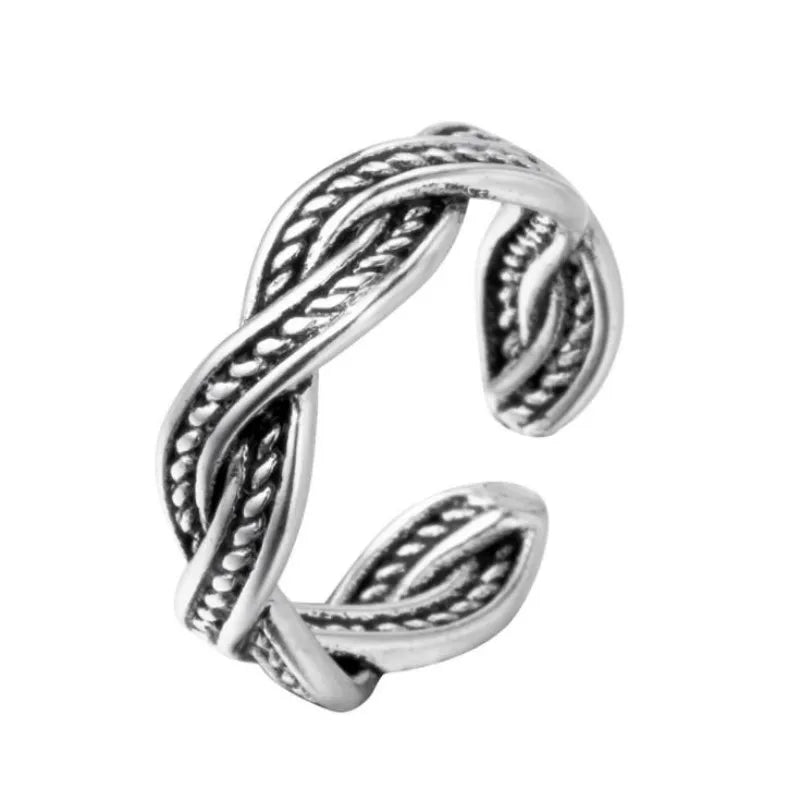 New Retro Exquisite Simple Personality 925 Sterling Silver Jewelry Twist Opening Rings R144