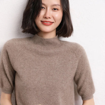 Hot Sale 100% Cashmere Women's Sweaters And Pullovers Autumn Female Casual Clothing Short Sleeve Soft Jumper Tops Spring