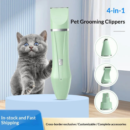 Pet Grooming Clippers for Dogs Cats Quiet Electric Trimmer Rechargeable Battery Safe Stainless Steel Blade Home Pet Hair Shaver