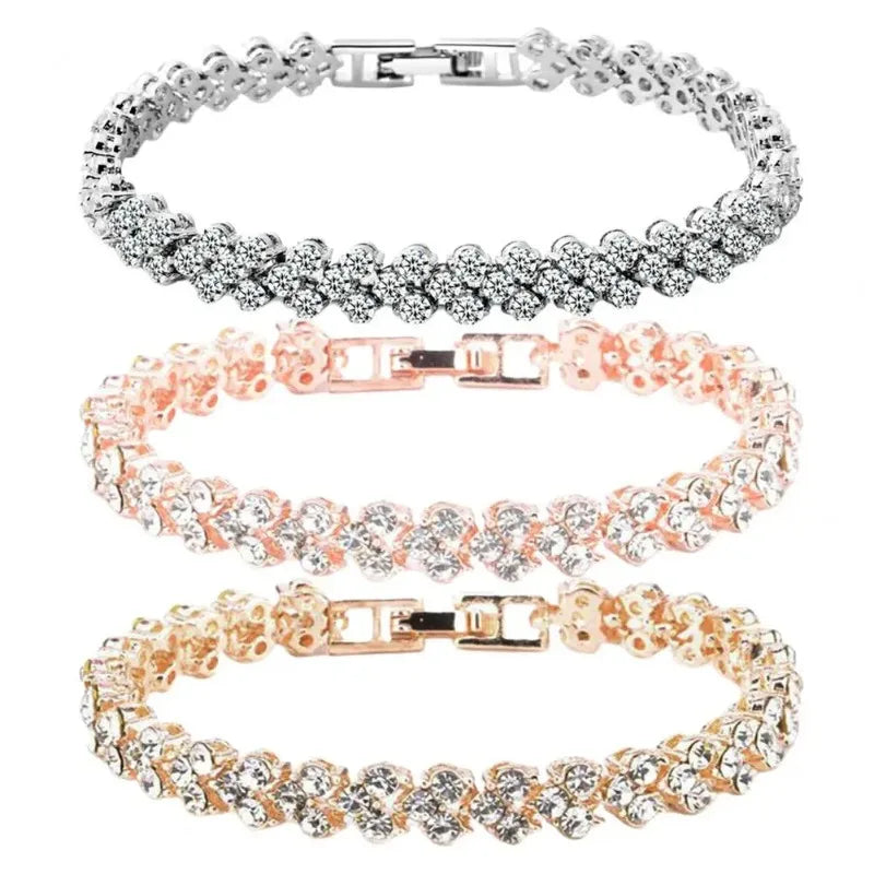Elegant Bracelets for Women Chain Cubic Zircon Rhinestone Shiny Inlaid Bangle Bracelet Gifts Acier Inoxydable браслеты наруку