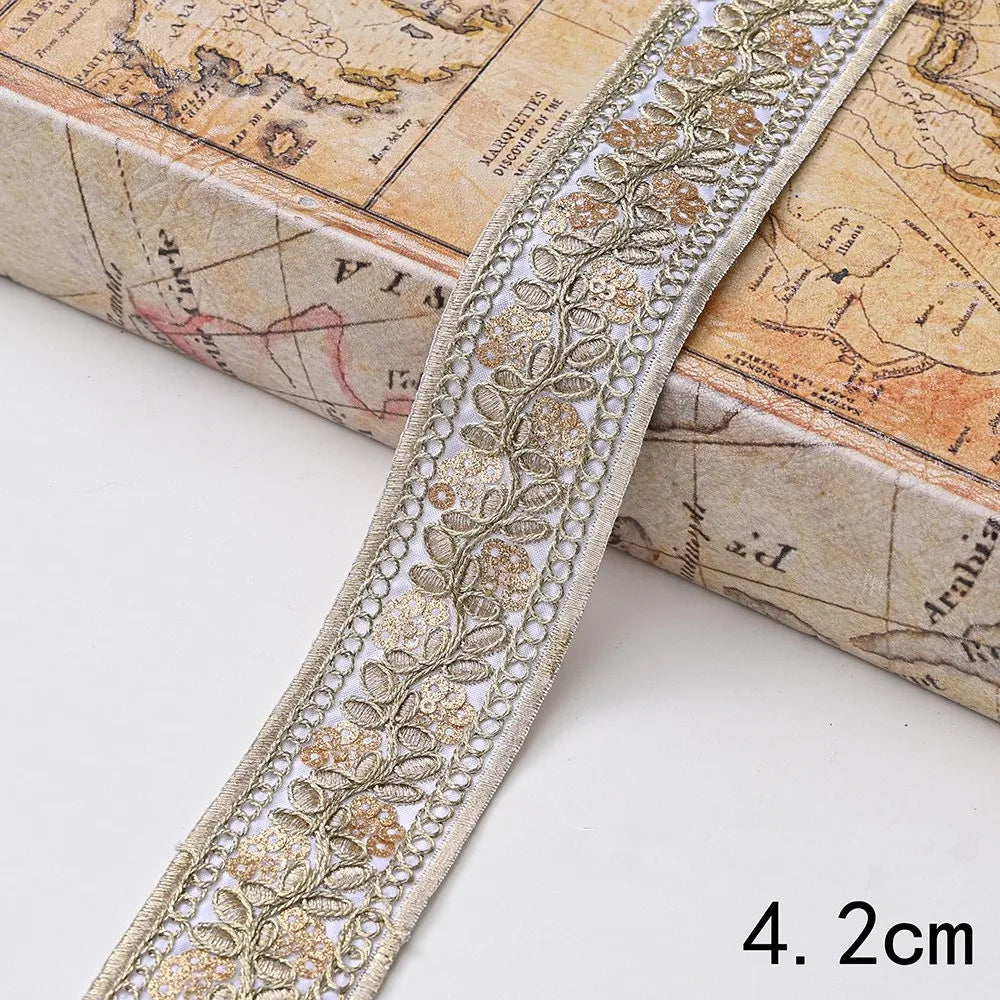 Lace Trim DIY Garment Accessories, Embroidery Fabric Ribbon, 1 Yard