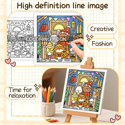 CHIRSTMAS HOLIDAY Coloring Book for Adults Featuring Cartoon Bold-easy Patterns for Relaxation Kids DIY Painting Drawing Books