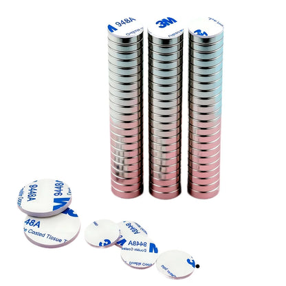 Neodymium Magnets with Double-Sided-Strong Adhesive Backed Round Magnet for Refrigerator,Crafts,Whiteboard,Kitchen,Home Office