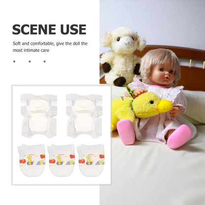 5 Pcs Baby Diapers Reusable Soft Simulation Diapers For Realistic Accessories Barbiedoll Supplies Toy Diapers Babydoll