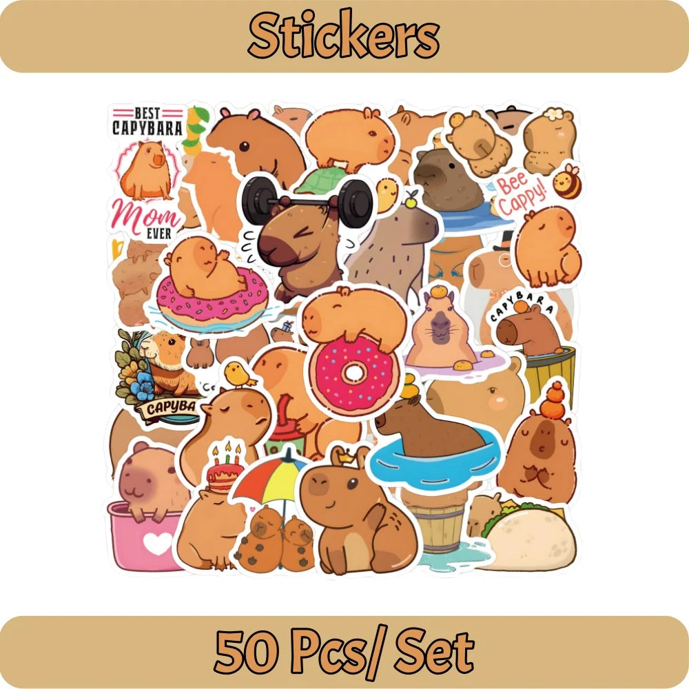 Cute Capybara Birthday Decorations Balloons Backdrop Tablecloth Stickers Cups Plates for Baby Shower Kids Event Party Supplies
