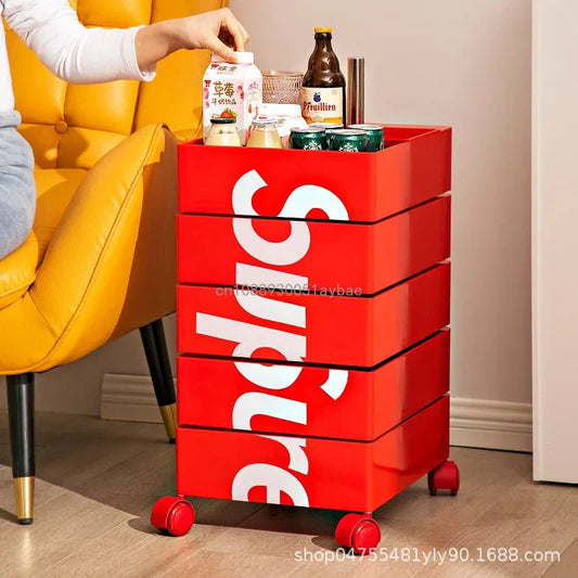 360 Rotating Removable Bedside Table File Cabinet Storage Office Multi-layer Drawer Simple Ins Side Few Storage Cabinet