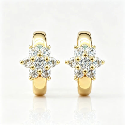 Fine Jewelry Silver Plated Earrings Inlaid With Shiny Zircon Crystal Flower Earrings Charm Jewelry For Women Gift Engagement