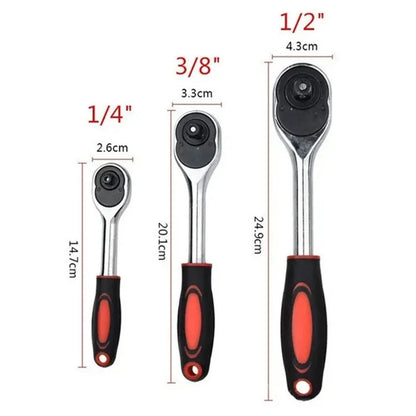 1/4 3/8 Inch Ratchet Wrench 24 Tooth Drive Ratchet Socket Wrench Repair Tool Multi-funtion DIY Ratchet Handle Wrench Hand Tools