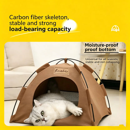All-Weather Semi-Closed Pet Tent Bed Removable Cushion Portable Foldable Pet House for Indoor Outdoor Travel Camping