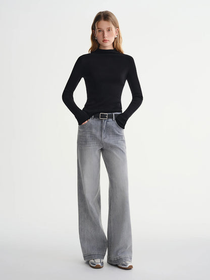 DUSHU Plus Size Women's Perfect Stretch High Waist Straight Leg Jeans Autumn Winter 2025 New Casual Comfort Trousers Pants