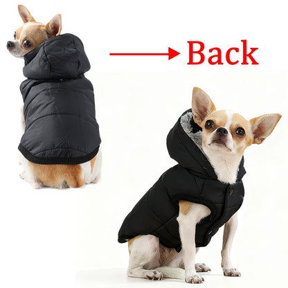 Warm Pet Clothing Hooded Waterproof Puppy Hiking Jacket Coat Solid Thicken Fleece Costume With D-ring For Small Medium Dogs Cats