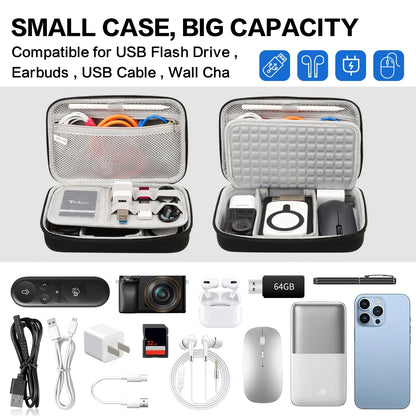 Hard Travel Electronic Organizer Case for Power Bank Chargers Cables USB Flash Drive SD Card Electronics & Backpack Organizer