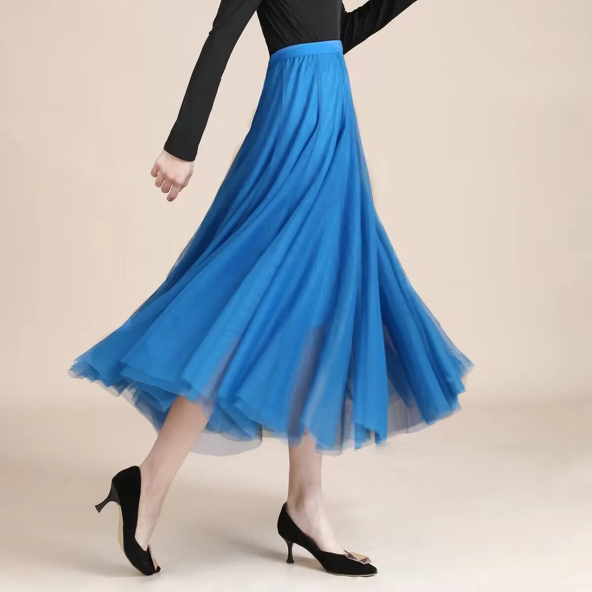 19 Colors 720 Degree Women's Spring Summer New Solid Long Skirt Big Swing Mesh Skirt A-line Dance Skirt