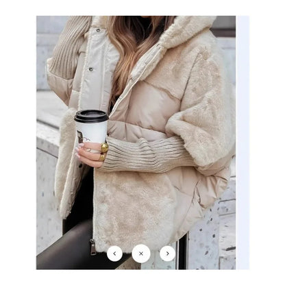 Elegant Jacket for Women Streetwear 2025 Autumn and Winter New Fashion Casual Zipper Loose Jacket Hooded Long Sleeve Coats