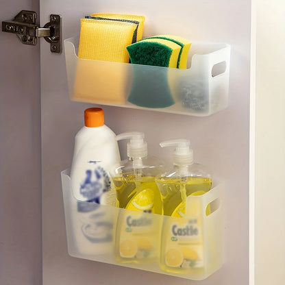 WORTHBUY Multifunctional Plastic Kitchen Storage Organization Punch Free Wall-Mounted Cabinet Storage Box For Kitchen Accessorie